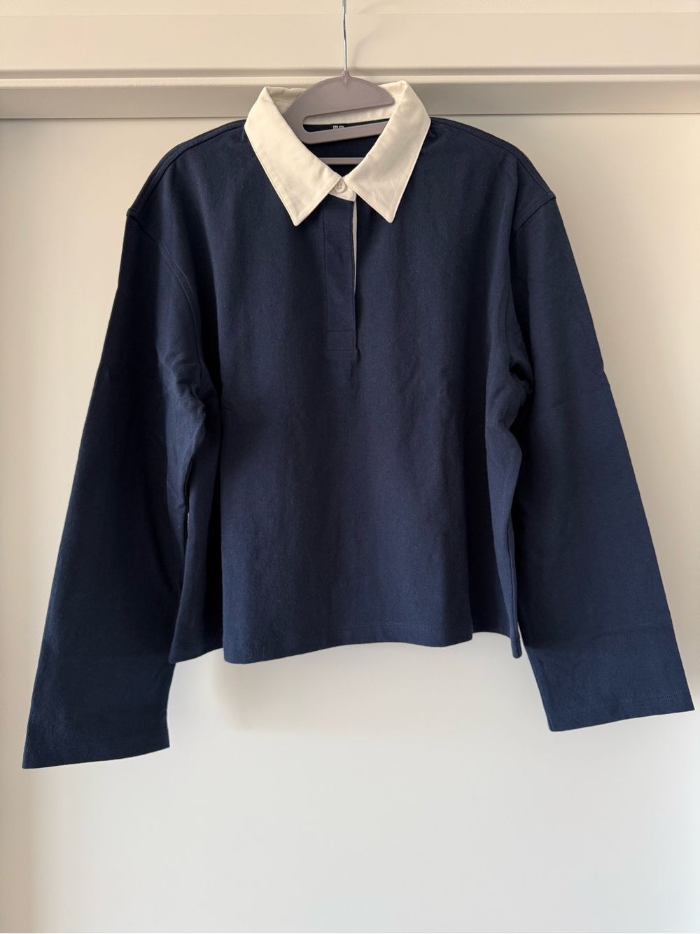 Uniqlo Washed Cotton Polo Shirt (Navy) - Picture 2 of 6